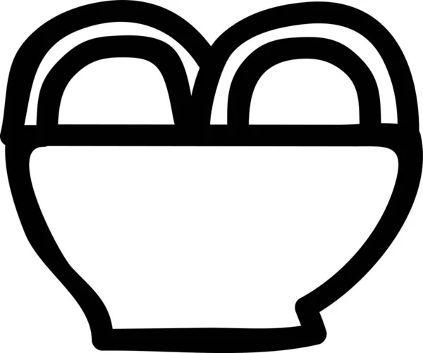 Bol Cuisine Icône Alimentaire Dans Style Dessiné Main — Image vectorielle