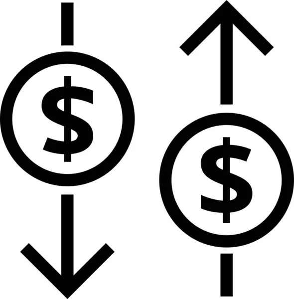 Készpénz Valuta Dollár Ikon Vázlatos Stílusban — Stock Vector