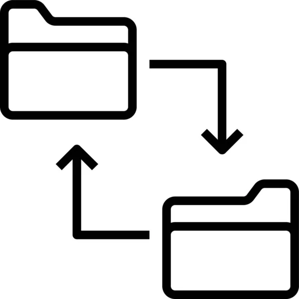 Icono Carpeta Para Compartir Archivos Estilo Esquema — Vector de stock