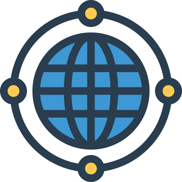 Παγκόσμιο Εικονίδιο Του Διαδικτύου Στυλ Γεμάτο Περίγραμμα — Διανυσματικό Αρχείο