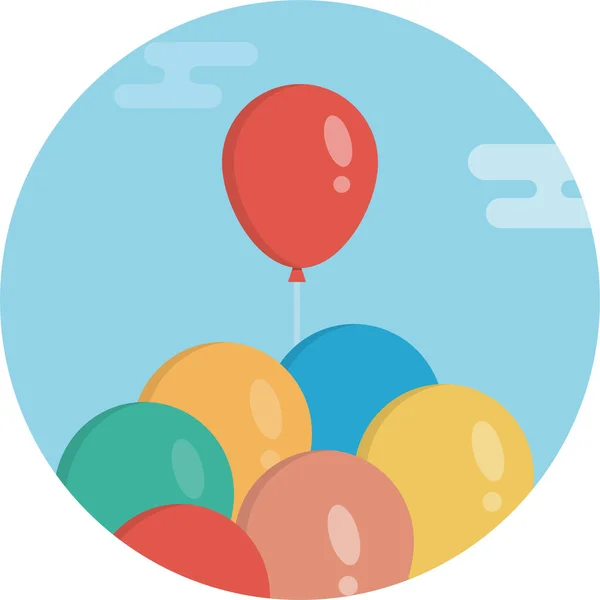 Fly Baloon Icono Globos Estilo Plano — Vector de stock