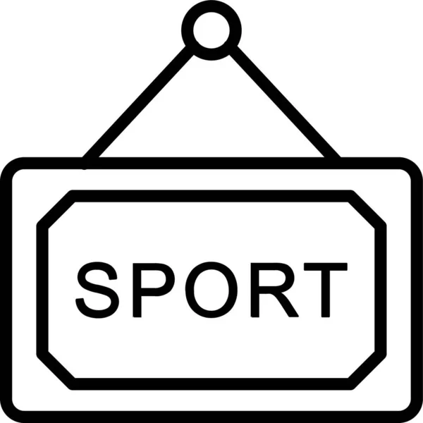 Sport Banner Opknoping Pictogram Omtrek Stijl — Stockvector