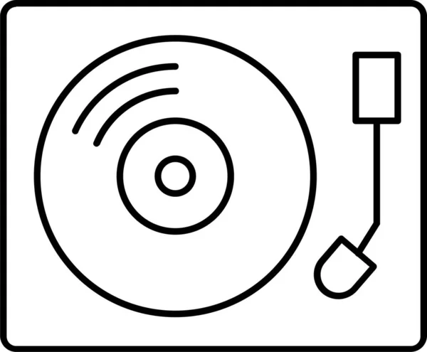 Icône Musique Disque Audio Dans Style Outline — Image vectorielle