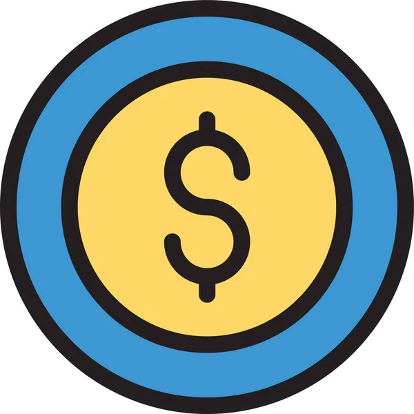 Ikona Monety Gotówkowej Dolar Stylu Wypełnionym — Wektor stockowy