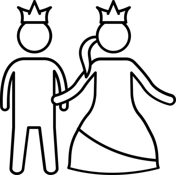 Иконка Помолвки Невесты Стиле Контура — стоковый вектор