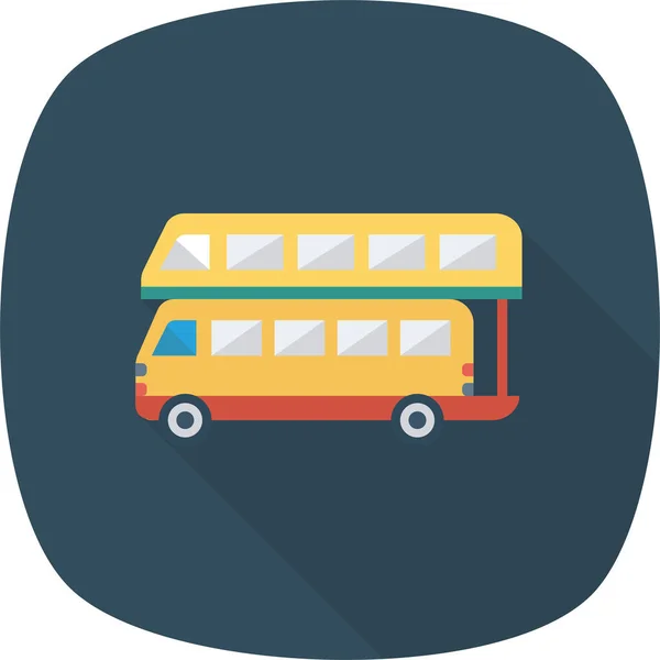 Auto Bus Doppelsymbol Langschatten Stil — Stockvektor