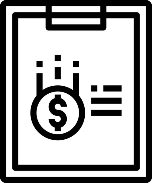 Icono Dinero Portapapeles Negocios Estilo Esquema — Archivo Imágenes Vectoriales