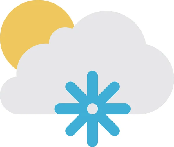 Wolken Zon Sneeuw Pictogram Platte Stijl — Stockvector