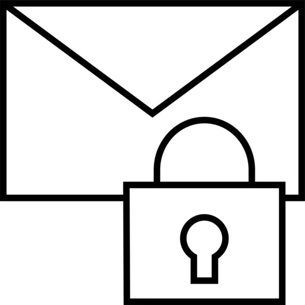 Email Envelope Lock Icon Outline Style — Stock Vector