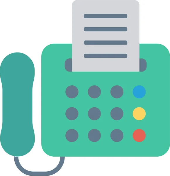 Comunicação Fax Ícone Telefone Fixo Estilo Plano — Vetor de Stock