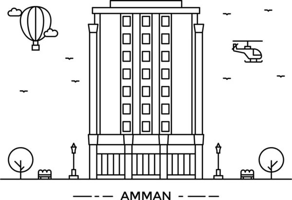Amman Architektura Budynku Ikona Stylu Zarysu — Wektor stockowy