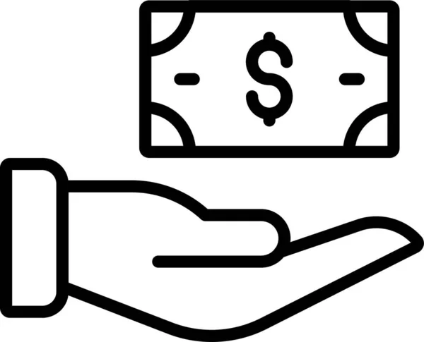 Betaling Dollar Hand Pictogram Omtrek Stijl — Stockvector