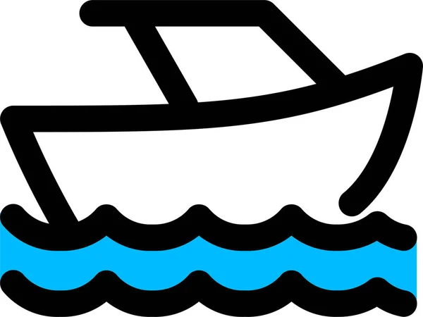 Boat Sailing Ship Icon Filled Outline Style — Stock Vector
