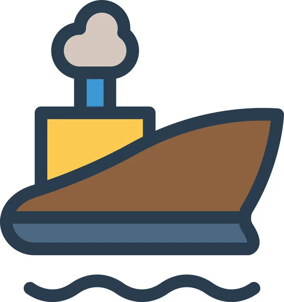 Barco Barco Barco Icono Estilo Contorno Lleno — Vector de stock