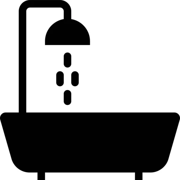 Banheira Banheiro Ícone Limpo Estilo Sólido —  Vetores de Stock