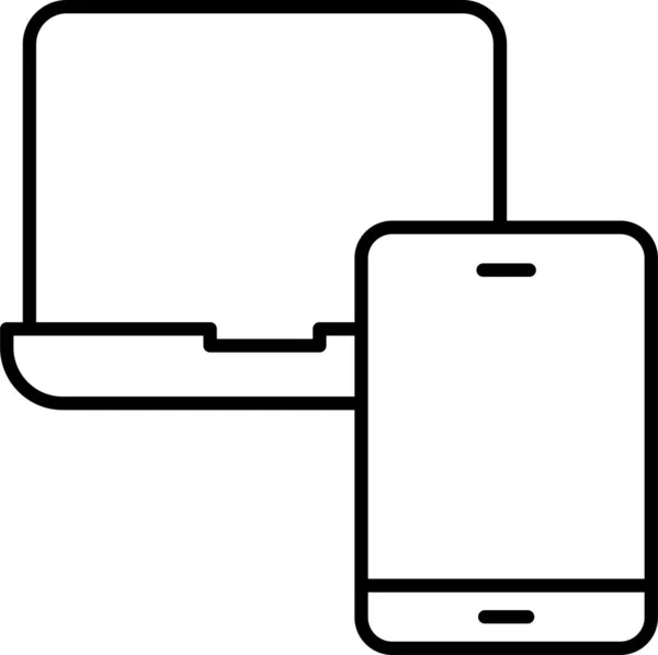 Périphérique Fichier Ordinateur Portable Icône Dans Style Contour — Image vectorielle