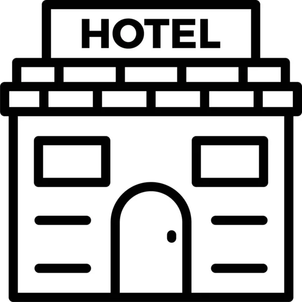 Edificio Propiedad Hotel Icono Estilo Del Esquema — Vector de stock