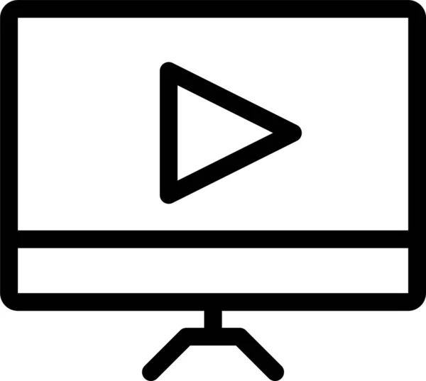 Lcd Moniteur Jouer Icône Dans Style Contour — Image vectorielle