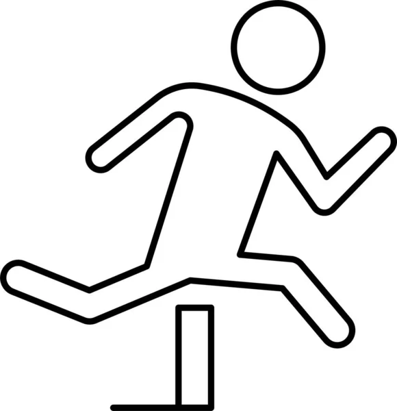 選手がマラソンアイコンをアウトラインスタイルでジャンプ — ストックベクタ