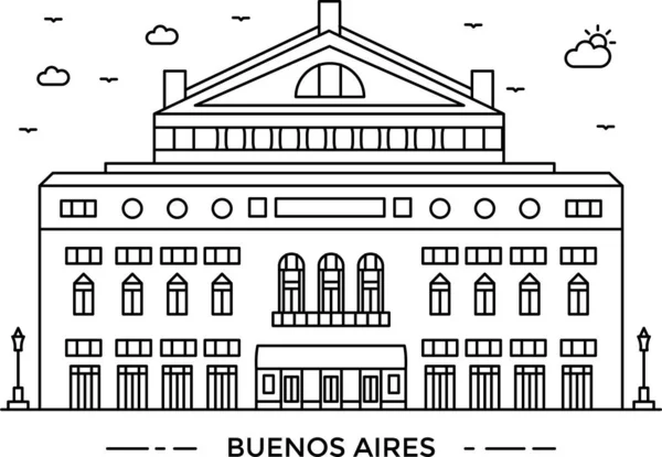 Aires Buenos Building Icon Obrys Style — Stockový vektor