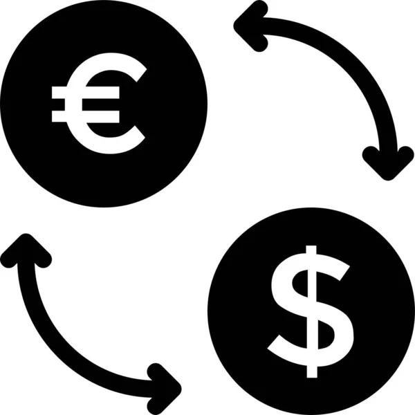 Icono Las Finanzas Cambio Monedas Estilo Sólido — Vector de stock