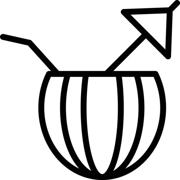 Ikona Kokosového Nápoje Jídlo Stylu Osnovy — Stockový vektor
