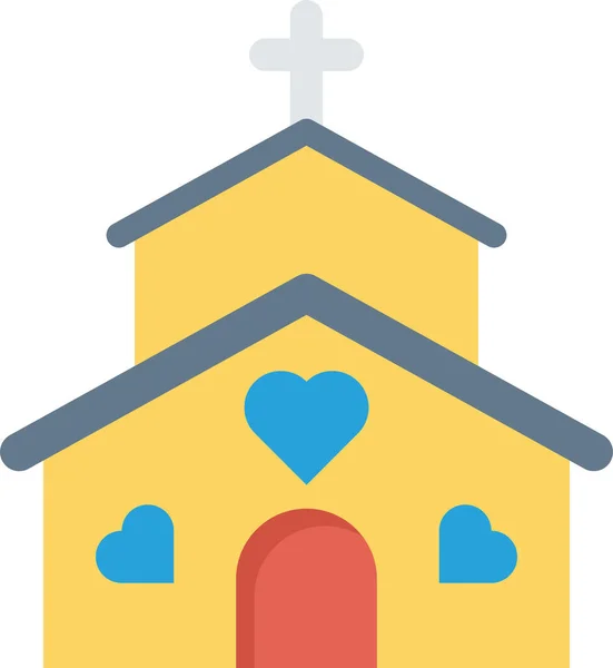Düz Stil Kilise Aşk Simgesi Inşa Etmek — Stok Vektör
