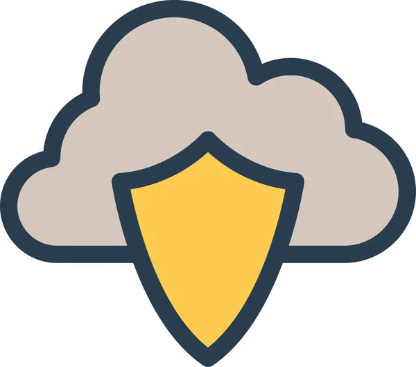 Cloud Cloudcomputing Cloudsecurity Pictogram Gevulde Outline Stijl — Stockvector