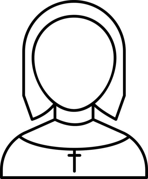 Avatar Girl Nun Icon Outline Style — Stock Vector