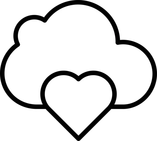 Ícone Amor Coração Nuvem Estilo Esboço —  Vetores de Stock