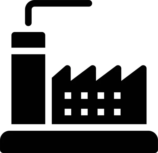 Gebäude Fabrik Industrie Ikone Solidem Stil — Stockvektor