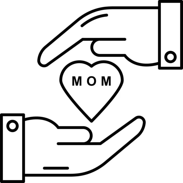 Pflege Hand Herz Symbol Umriss Stil — Stockvektor