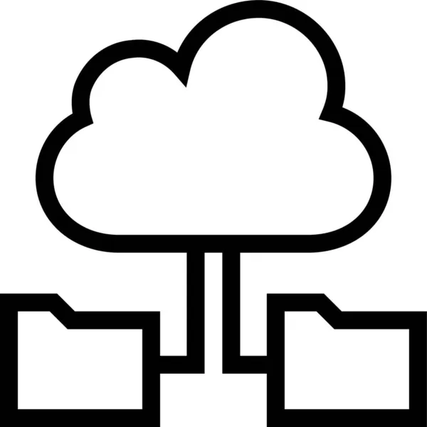 云计算云与文件夹数据存储图标的轮廓风格 — 图库矢量图片