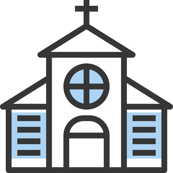 Строительство Иконы Церковного Города Стиле Наброска — стоковый вектор