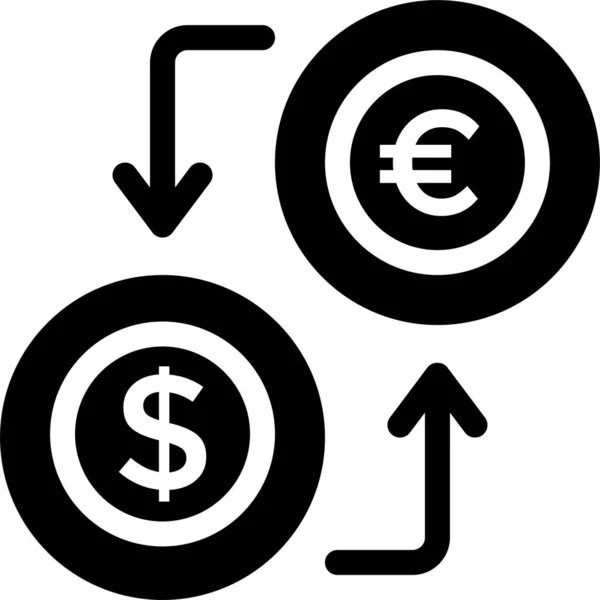Moneda Dólar Icono Cambio Estilo Sólido — Vector de stock