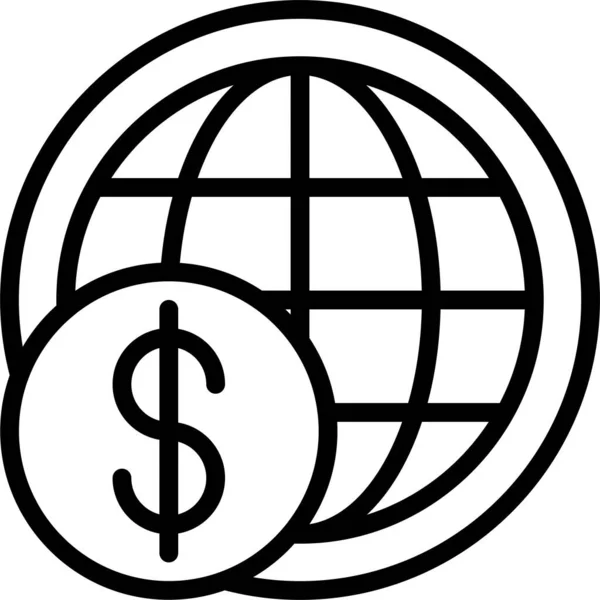 Іконка Банківських Доларів Стилі Контур — стоковий вектор