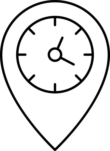 Icône Temps Pointeur Broche Dans Style Contour — Image vectorielle