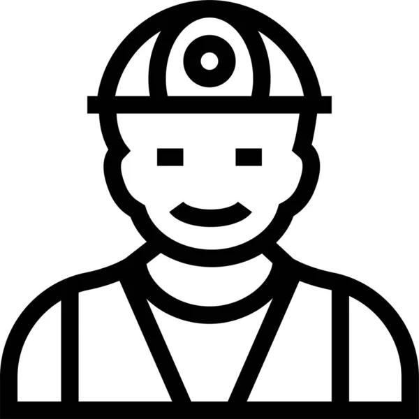 Avatar Boy Construction Icon Outline Style - Stok Vektor