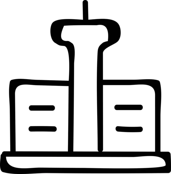 Архитектура Здания Коммерческий Иконка Стиле Наброска — стоковый вектор