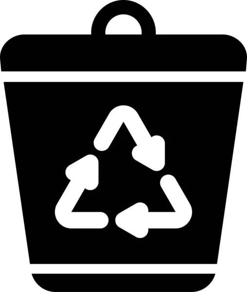 Bin Ecology Recycle Icon Solid Style — Stock Vector