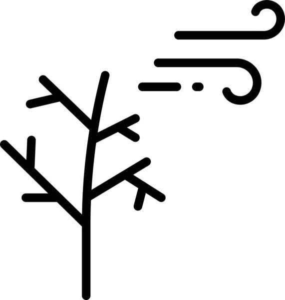 Icono Del Viento Del Árbol Seco Estilo Contorno — Vector de stock