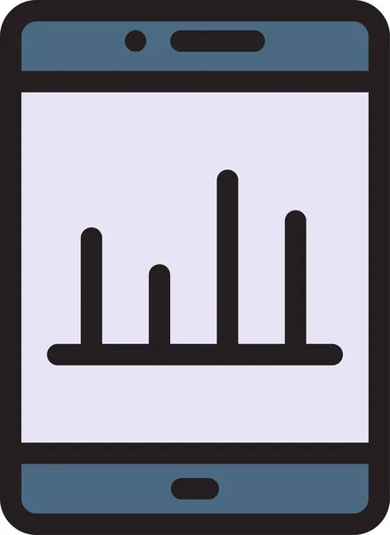Diagram Grafen Mobil Ikon Fylld Skiss Stil — Stock vektor