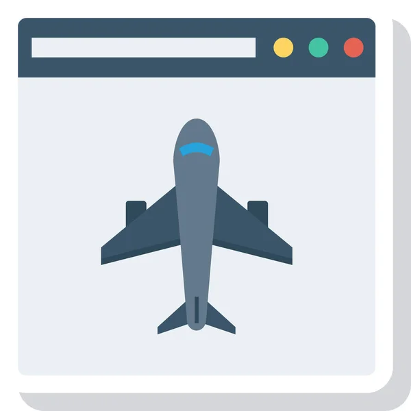Internetová Ikona Prohlížeče Letadel Plochém Stylu — Stockový vektor