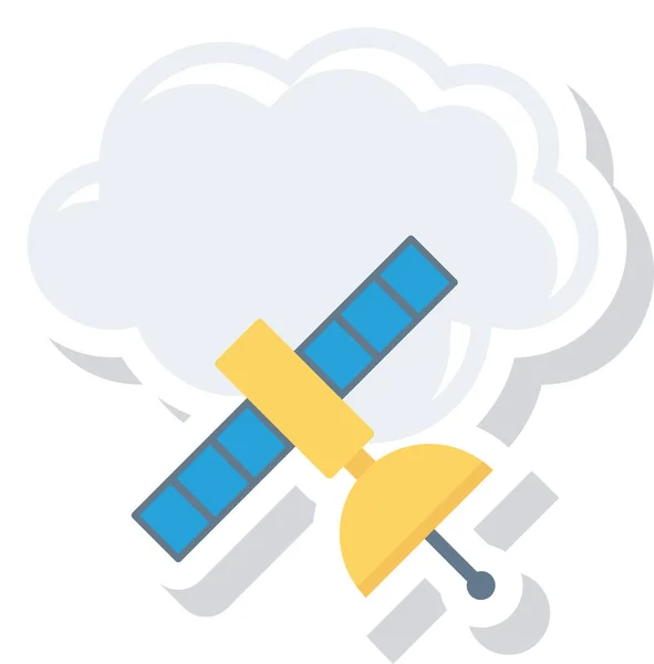 Cloud Computing Icono Satélite Estilo Plano — Vector de stock