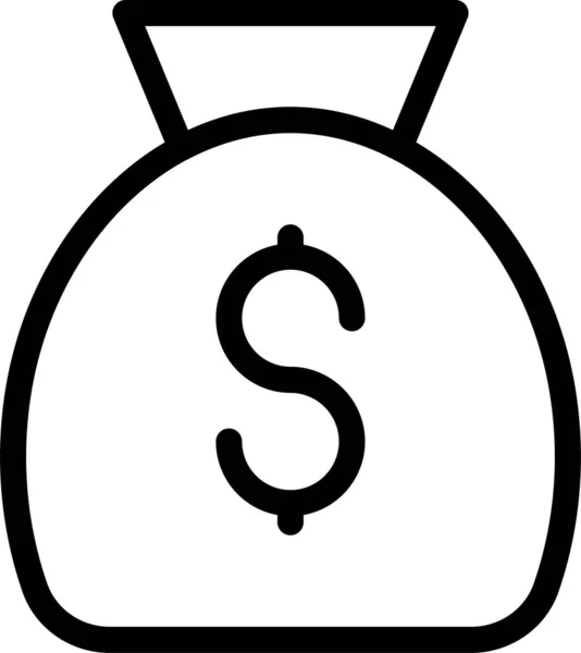 Sac Cash Dollar Icône Dans Style Contour — Image vectorielle