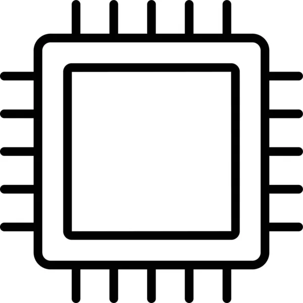 Ícone Processador Cpu Embutido Estilo Esboço — Vetor de Stock