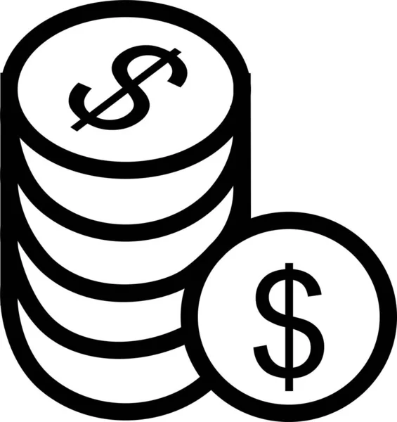 Ikona Měnového Dolaru Stylu Osnovy — Stockový vektor