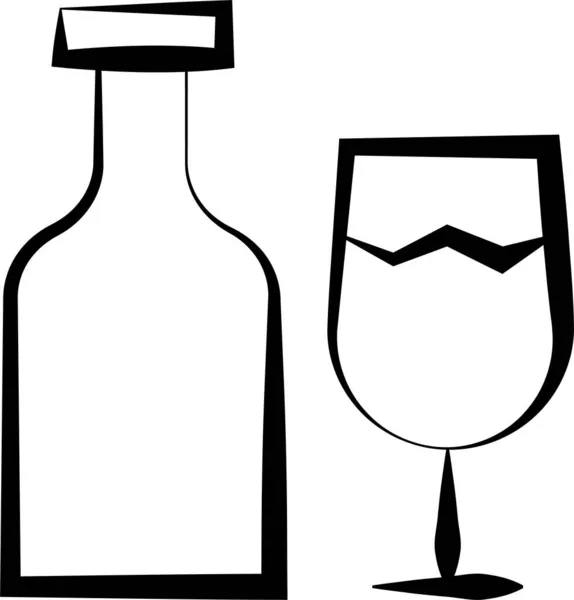 Alcohol Viering Drankje Pictogram Handgetrokken Stijl — Stockvector