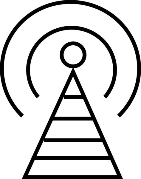 Antenne Signaal Station Icoon Omtrek Stijl — Stockvector