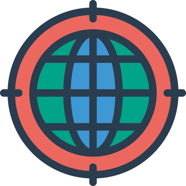 Jorden Fokus Global Ikon Fylld Kontur Stil — Stock vektor